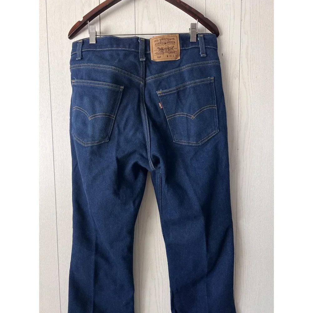 Vintage LEVIS 517 DARK BLUE Jeans 36x32 (FITS 34x32) Bootcut USA 90s Stretch